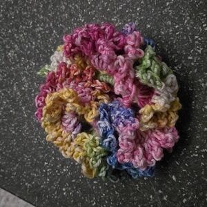 Large ruffle crochet hair scrunchie.